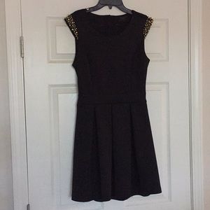 Black GUESS dress, gold beaded cap sleeve
